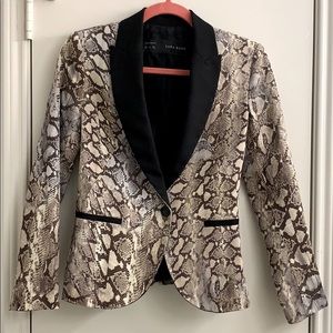 Zara Snake Print Tuxedo Blazer